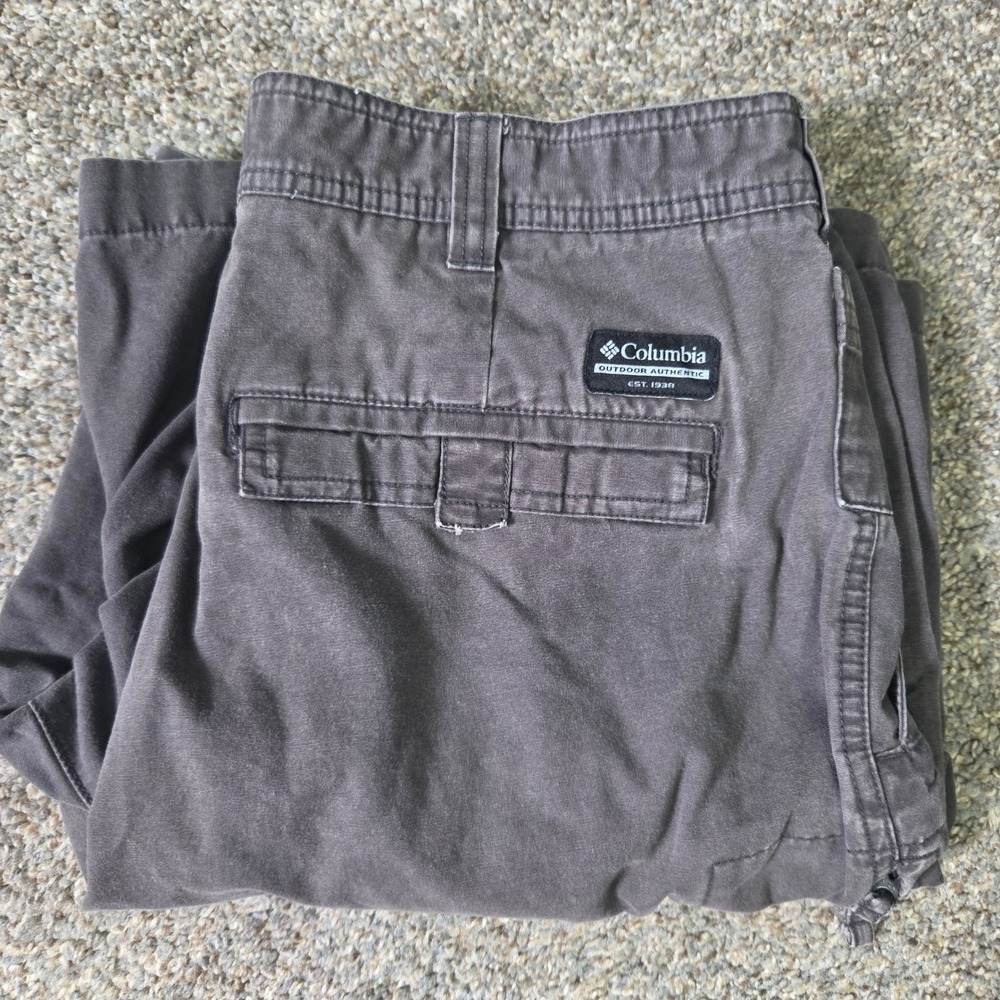Columbia Mens Gray Cotton Canvas Cargo Utility Shorts Size 34‎ AM4003 Outdoor